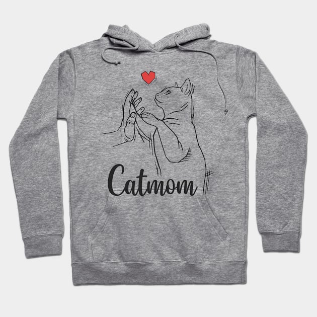 Cat Mom High Five Hoodie by OnepixArt